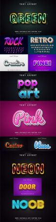 Editable font and 3d effect text design collection illustration 66