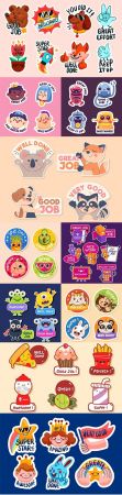 Great work set stickers cartoon colection design illustration