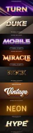 Editable font and 3d effect text design collection illustration 60