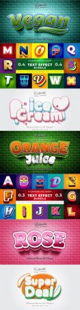 Editable font and 3d effect text design collection illustration 68