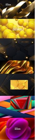 Abstract geometric background with gold and colored concentric spheres 2