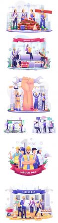 Labor Day 1 May and business analysis concept illustration