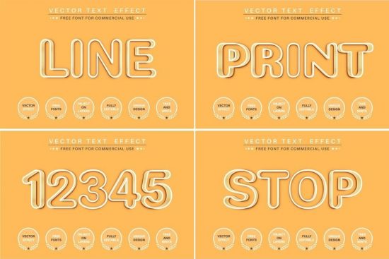Yellow outline - editable text effect, font style
