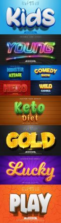 Editable font and 3d effect text design collection illustration 61