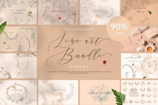 Line Art Floral Graphic Bundle  4753383