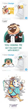 T-shirt with print image design mops and brutal pug gangster