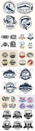 Fishing logos design brand name company corporate