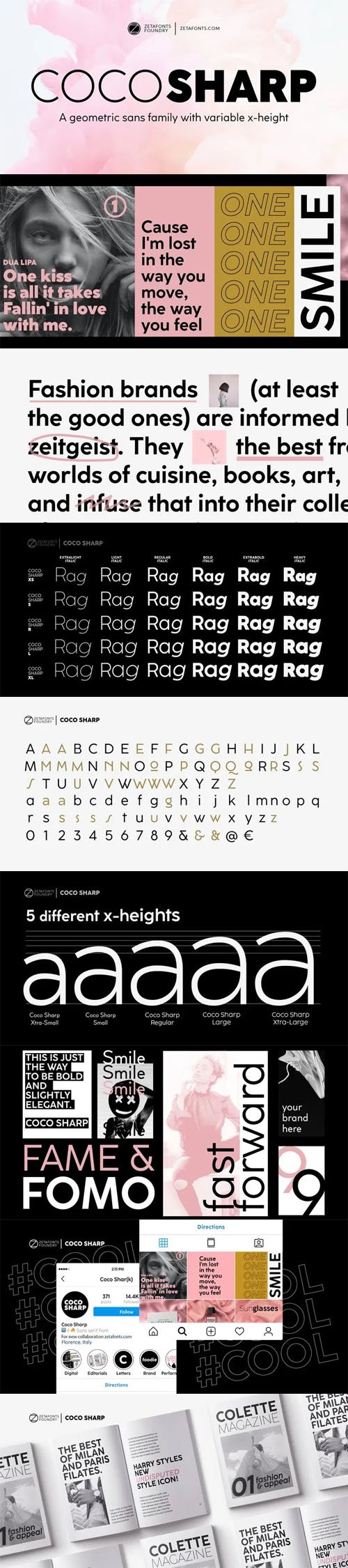 Coco Sharp - A Geometric Sans Family With Variable X-Heights [60-Weights]