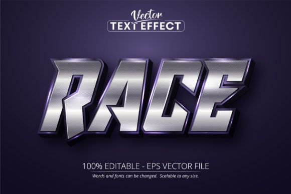 Race text, Silver Color Editable Text Effect