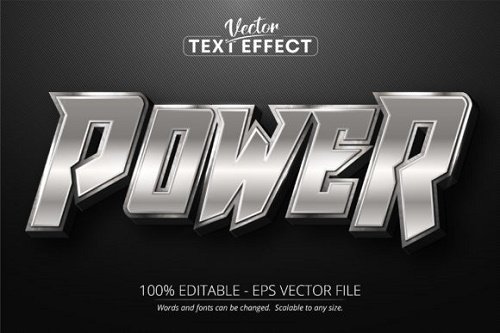 Power text, Silver Style Editable Text Effect