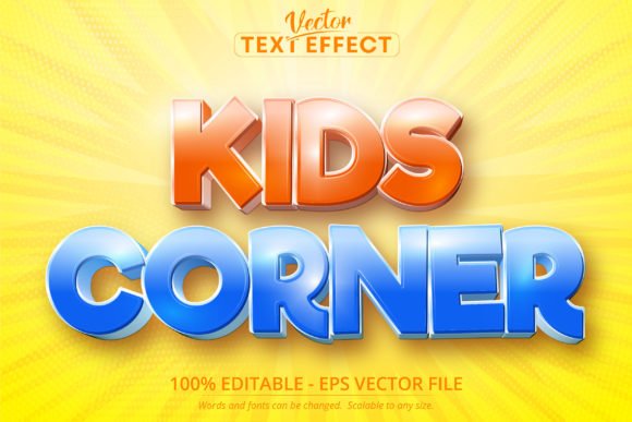 Kids Corner text, Cartoon Style Editable Text Effect