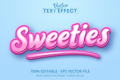 Sweeties text, Cartoon Style Editable Text Effect