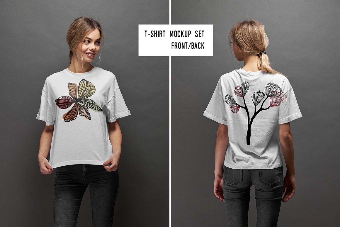 Download Download CreativeMarket - Girl T-shirt mockup (front/back ...