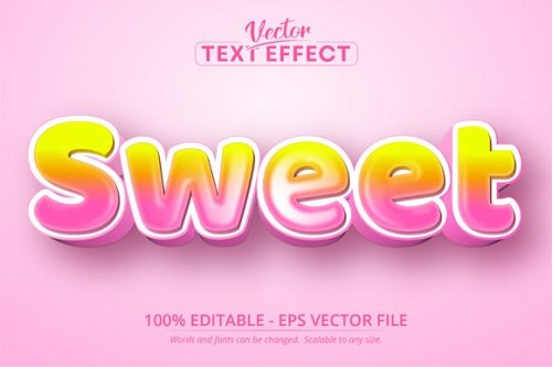 Sweet text, Cartoon Style Editable Text Effect