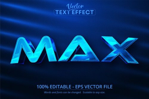 Max text, Blue Chrome Editable Text Effect