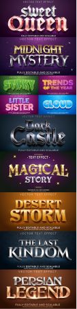 Editable font and 3d effect text design collection illustration 78