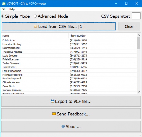 VovSoft CSV to VCF Converter 4.2.0 instal the new for mac