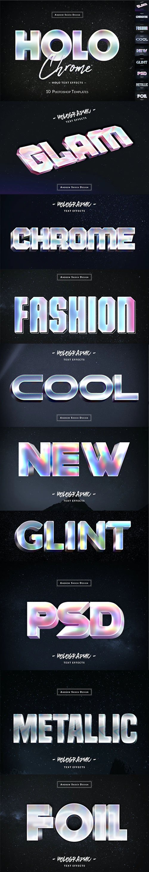 10 Holochrome Photoshop Text Effects Templates