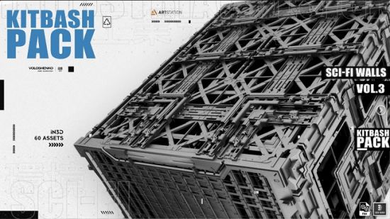 Sci-Fi walls KitBash Vol 3 60+ and Vol 4 70+