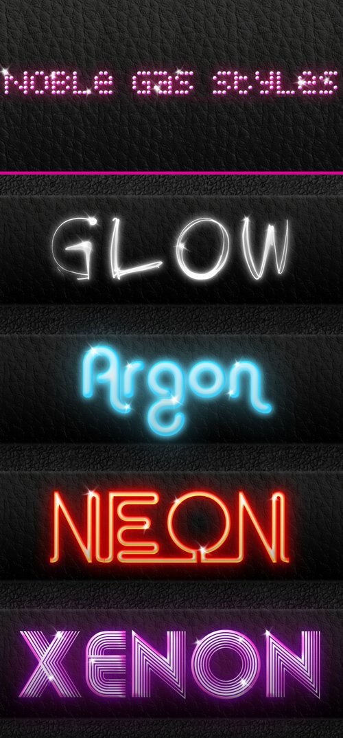 4 Noble Gas Photoshop Styles Collection
