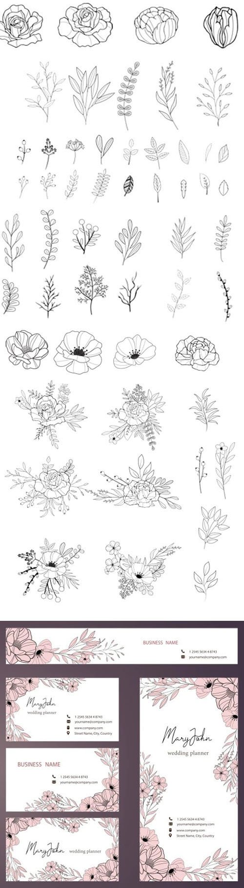 Hand Drawn Floral Vector Collection