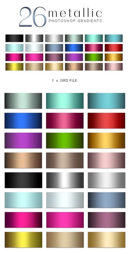 26 Colorful Metallic Gradients for Photoshop