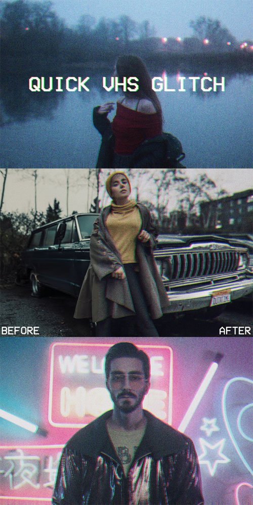 Quick VHS Glitch Effect - Photoshop Actions