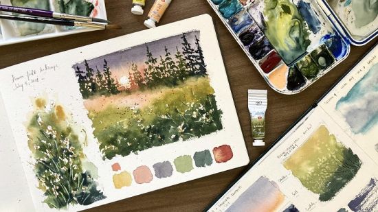 Watercolor Landscapes in Sketchbook