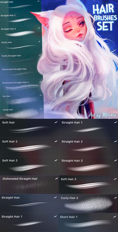 Hair Brushes Pack for Procreate