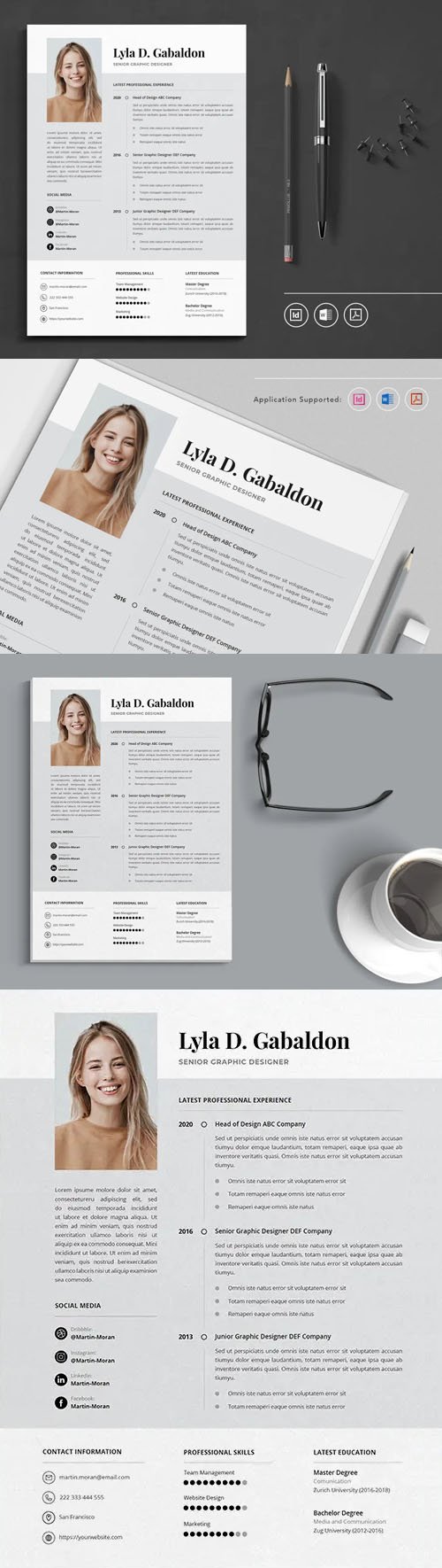 CV Resume Indesign Template + MS WORD Template