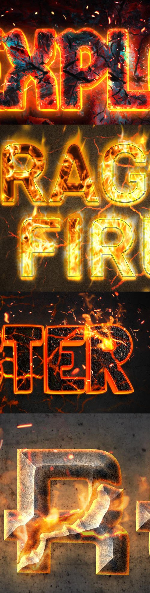8 Fire Text Effects Templates for Photoshop
