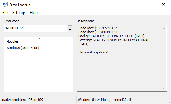 Portable Error Lookup 2.4.1