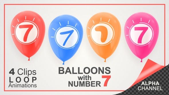 Videohive - Balloons With Number 7 / Happy Seven Years Old - 33704384