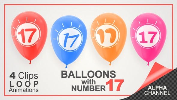 Videohive - Balloons With Number 17 / Happy Seventeen Years Old - 33727923