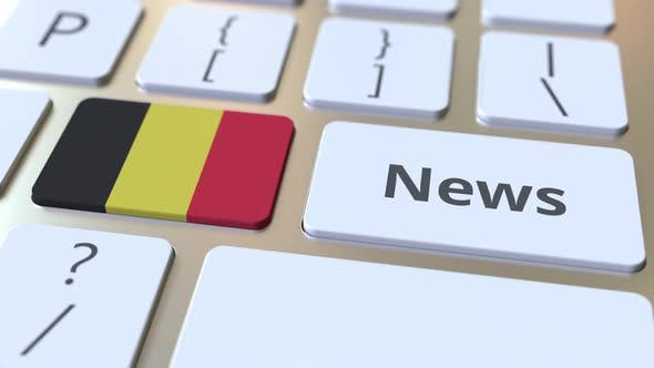 Videohive - News Text and Flag of Belgium on the Keys - 33711938