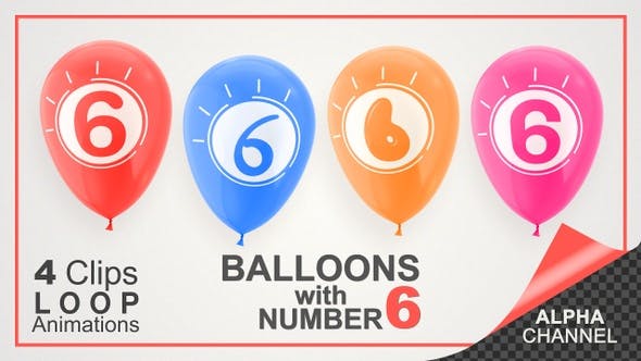 Videohive - Balloons With Number 6 / Happy Six Years Old - 33703847