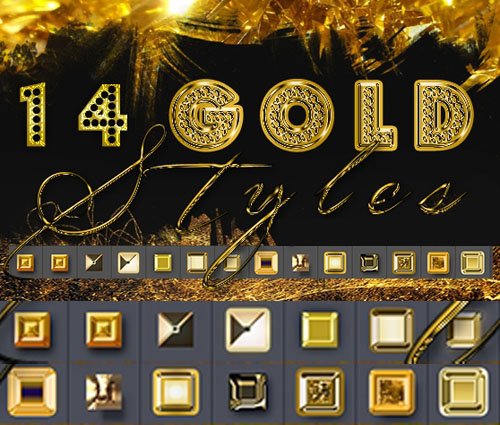 14 Gold Photoshop Styles