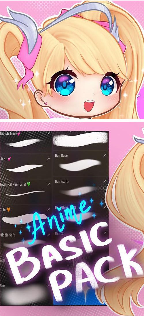 8 Drawing Anime Brushes Pack for Procreate