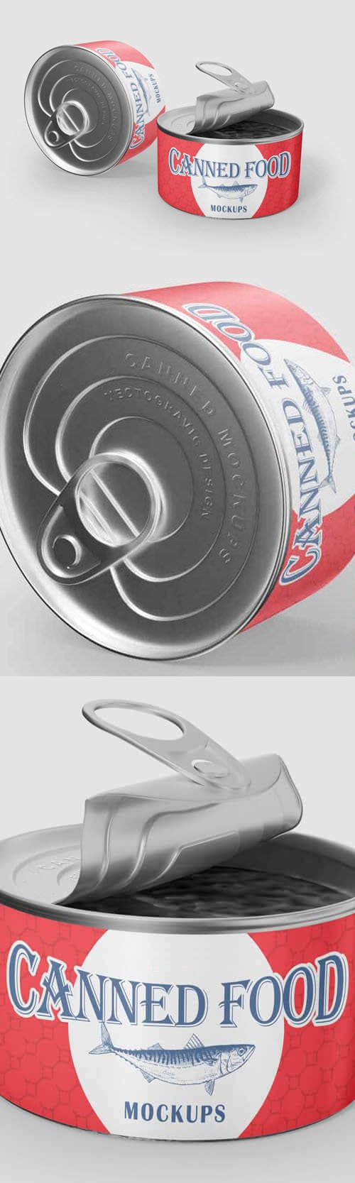 Canned Food PSD Mockup Template with Embossed Text Effect