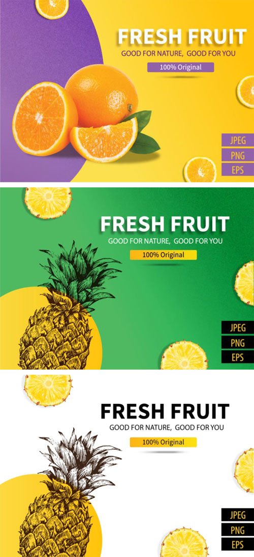 Fresh Fruits Offer Vector Design Templates