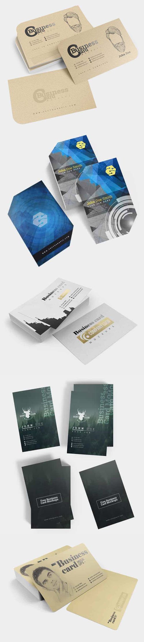 5 Various Business Cards PSD Mockups Templates