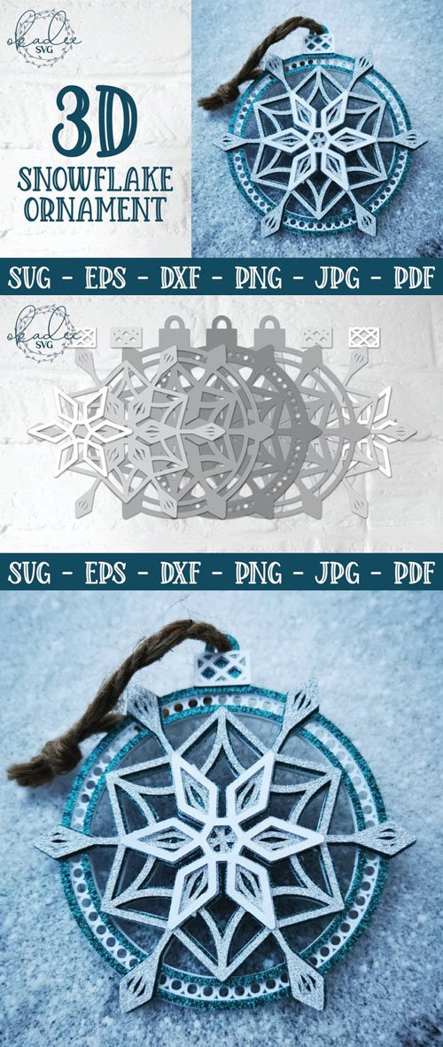 3D Snowflake Vector Ornament Pack