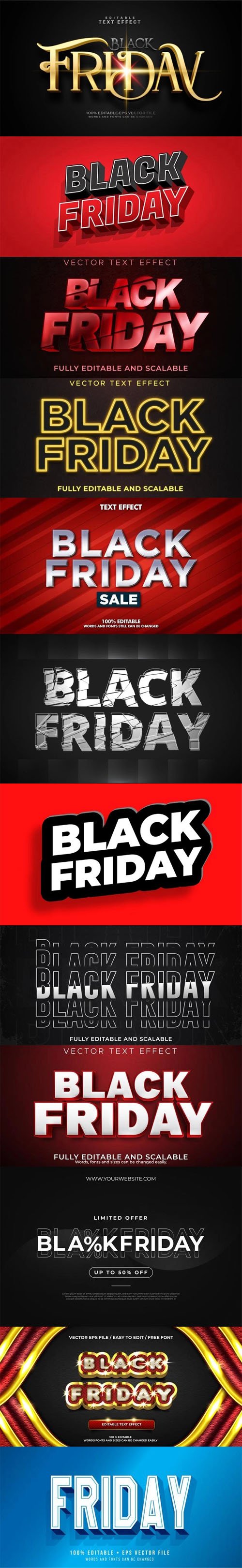 12 Black Friday Vector Text Effects Templates