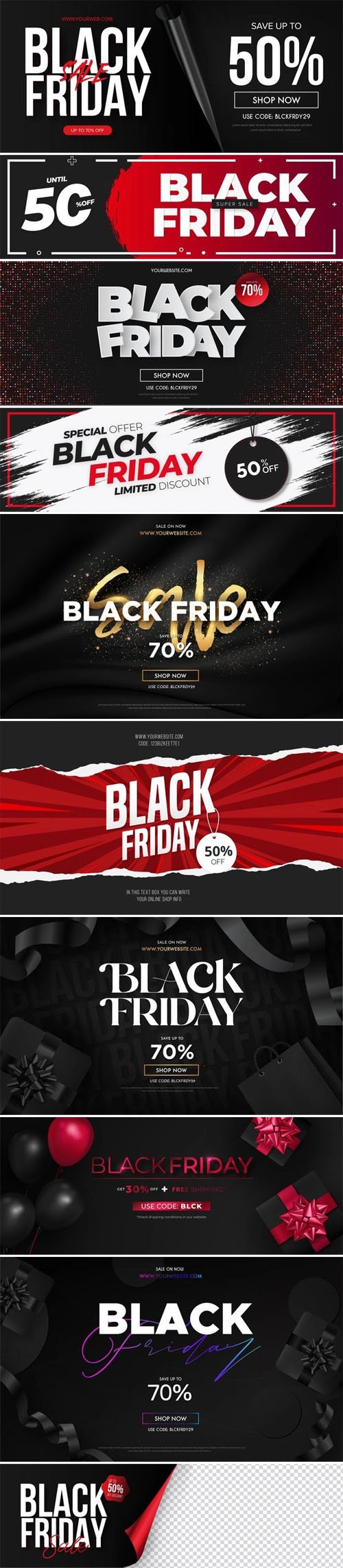 Black Friday Sale Banners Vector Design Collection