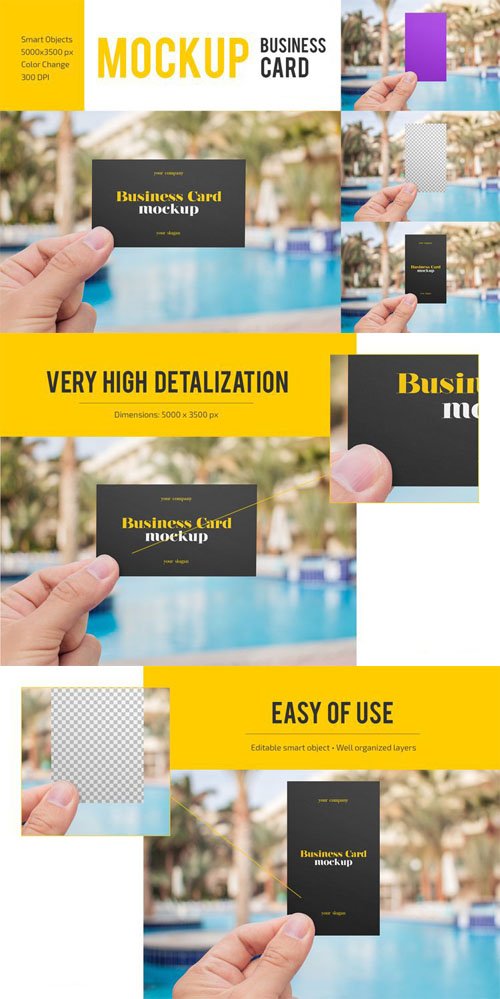 Hand Holding Business Card PSD Mockup Template