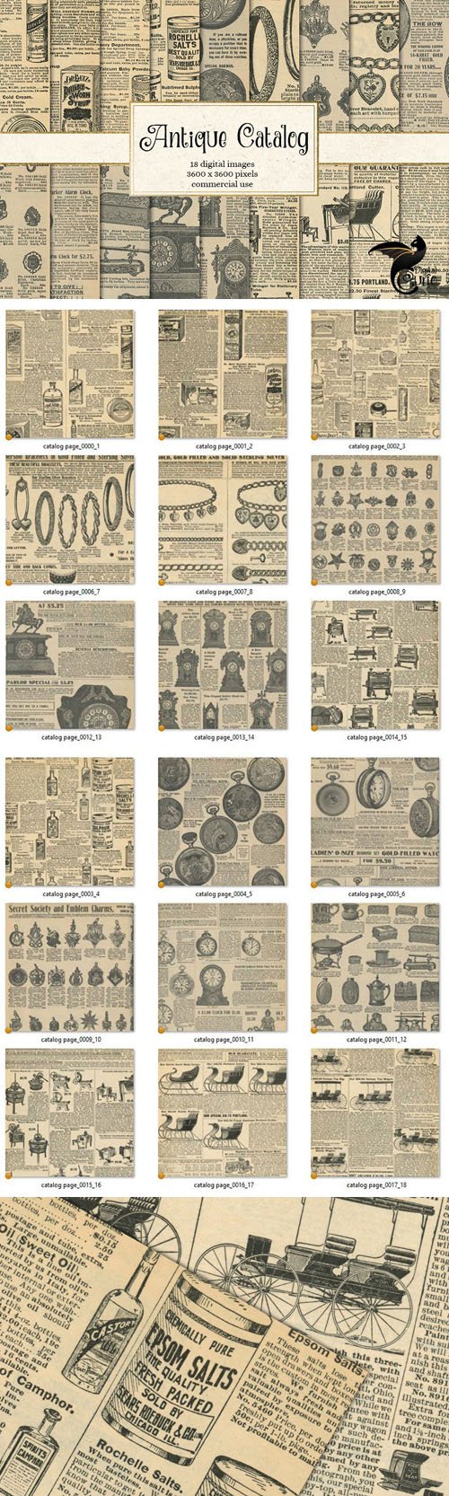 Antique Catalog Papers with Vintage Backgrounds