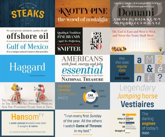 3 Fonts Family Domani, Haggard, Hansom