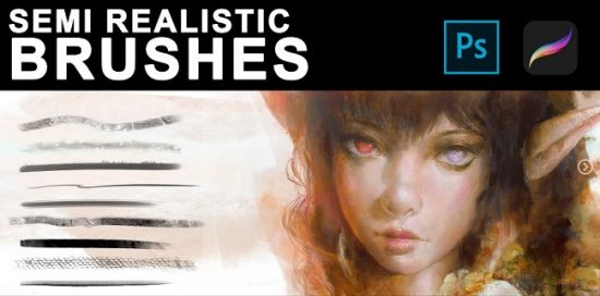 Semi Realistic Brushes Photoshop and Procreate (+ Video Demo)