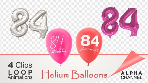 Videohive - 84 Anniversary Celebration Helium Balloons Pack - 36400383