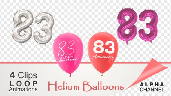Videohive - 83 Anniversary Celebration Helium Balloons Pack - 36399919
